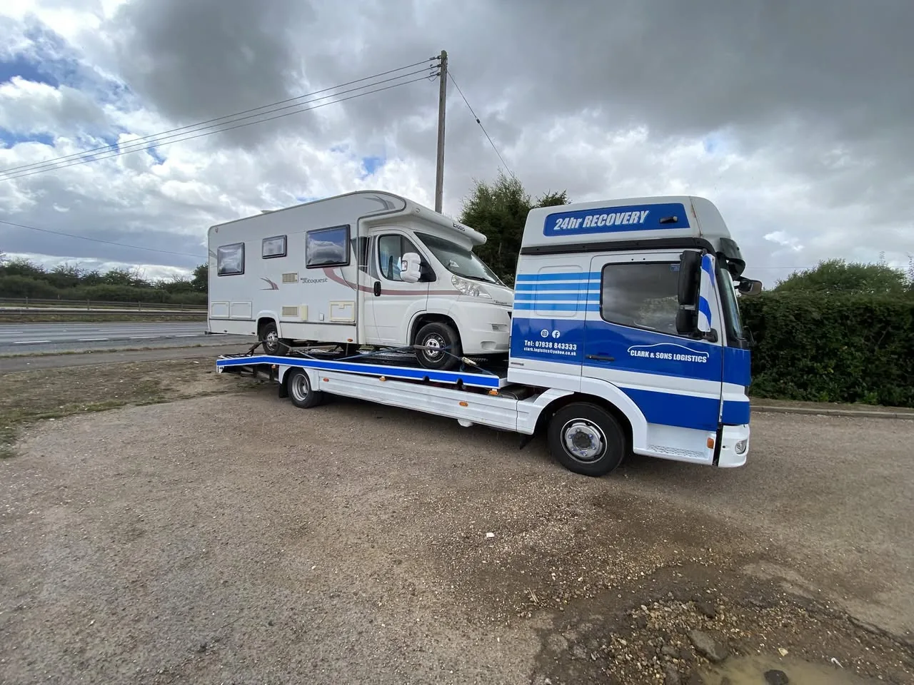 Peugeot Boxer camper recovered by Clark & Sons Logistics