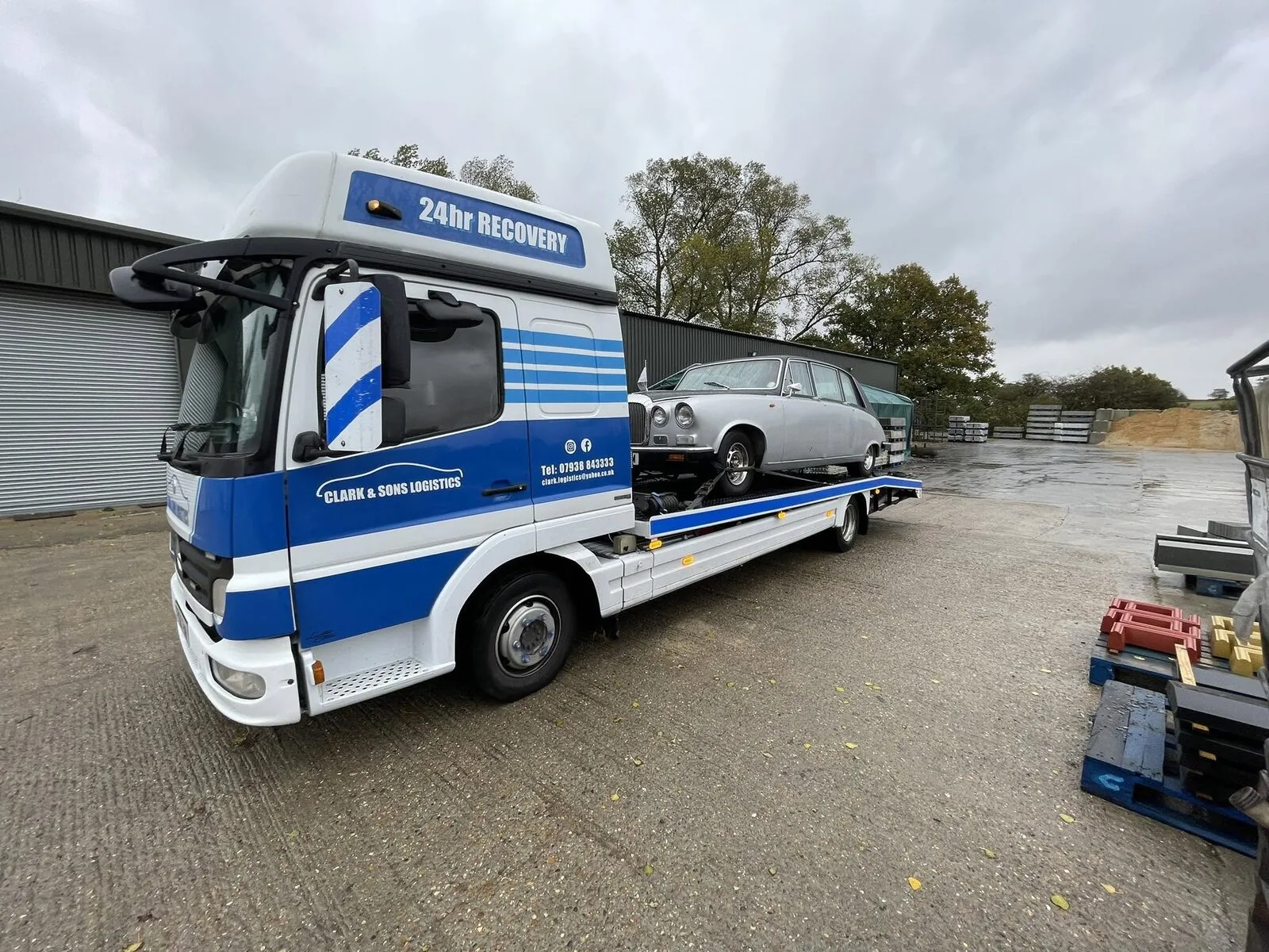 Classic Daimler-style limousine transported by Clark & Sons Logistics